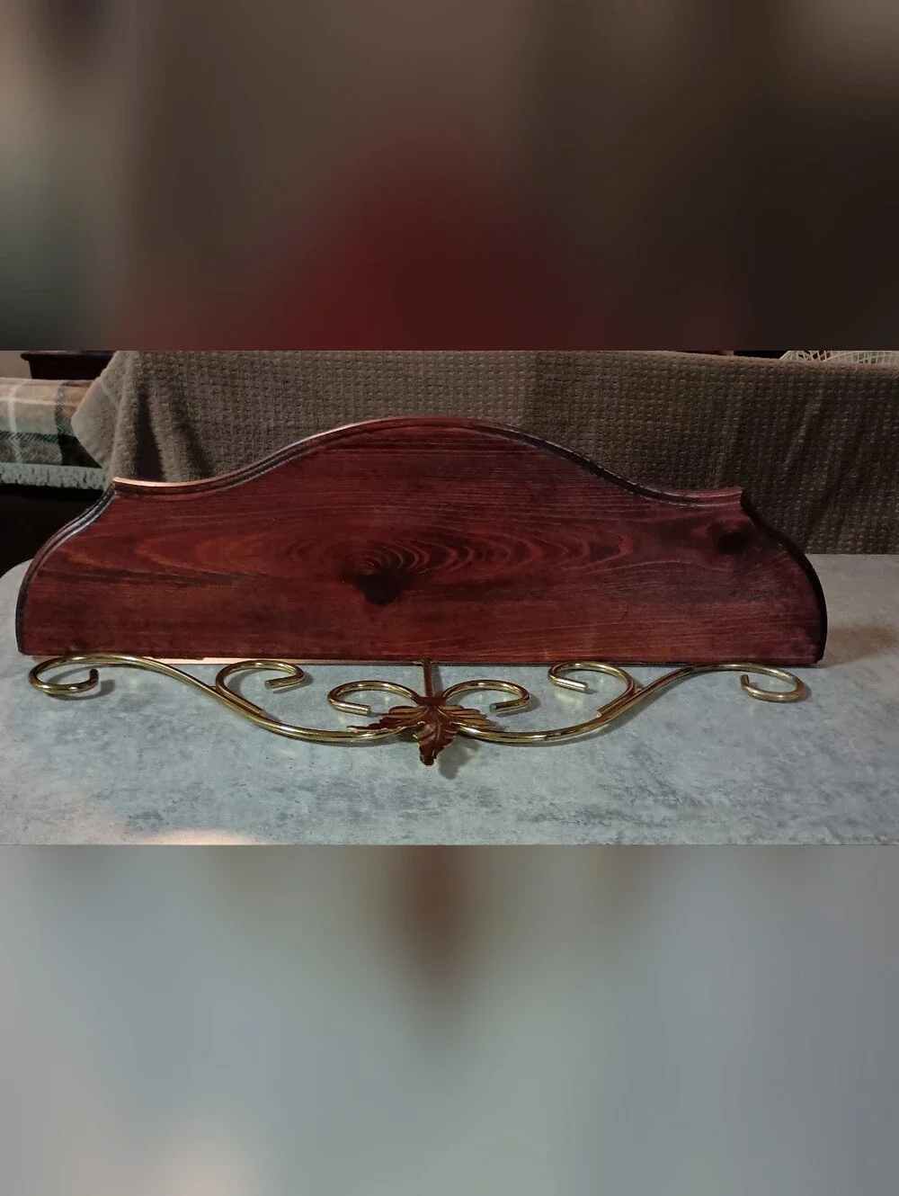 Home Interiors Wood and Ornate Gold Wall Shelf - Brown and Gold -  New In Box